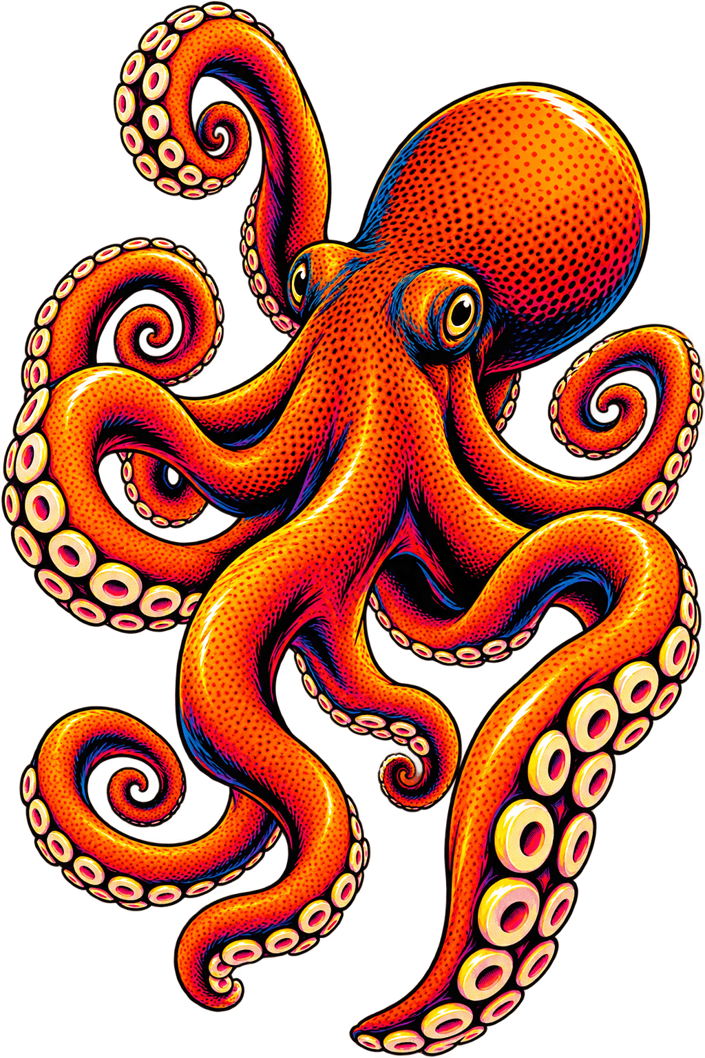 Illustrated red octopus, RL Rodrigues brand mascot